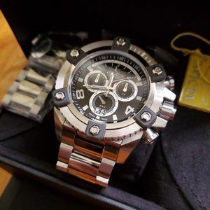 Invicta Reserve Arsenal 63mm Silver w/Black Dial Men's Swiss Quartz Watch